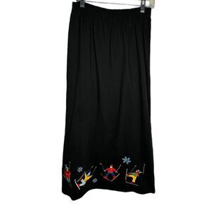 Michael Simon Lite Black Cotton Embroidered Skirt NWT‎